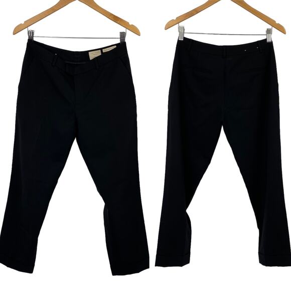 Club Monaco Italian Tropical Wool Pleat Front Dress Pants Crop Black Womens 2 - Picture 1 of 6